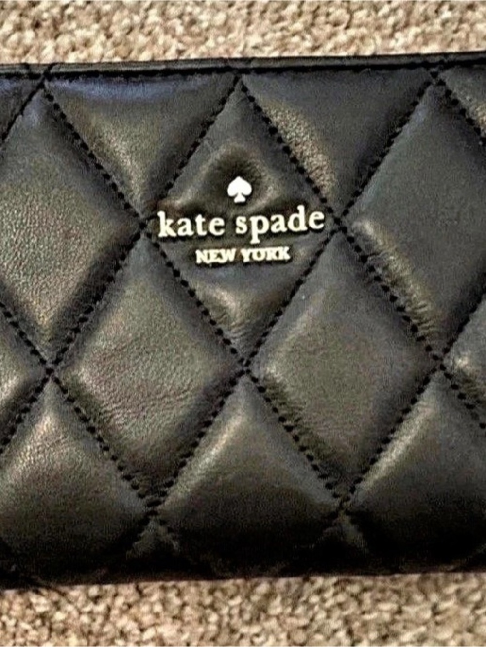 kate spade Quilted Zip Wallet in Black